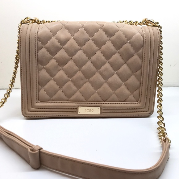 BCBG Handbags - BCBG Beige Quilted Shoulder Bag with Chain